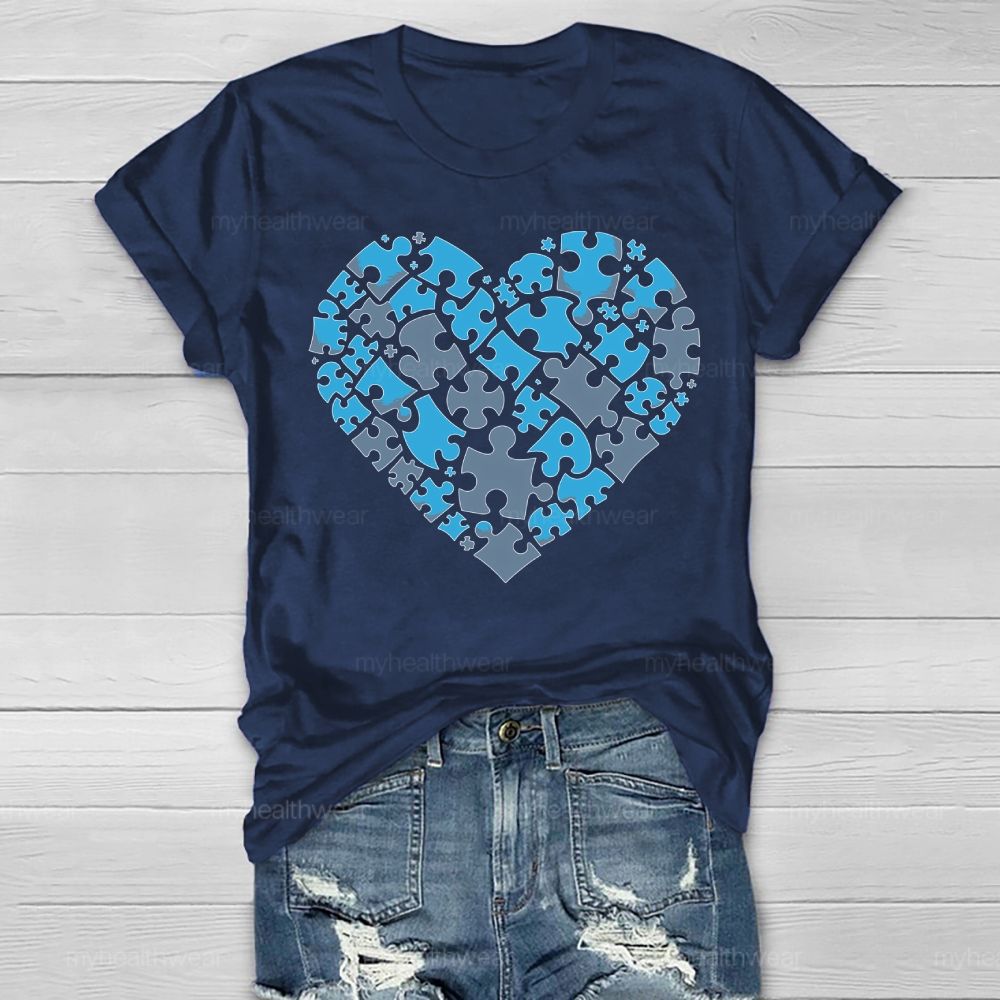 Blue Puzzle Heart Healthwear T-shirt