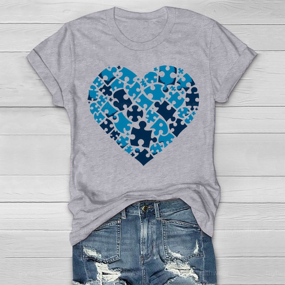 Blue Puzzle Heart Healthwear T-shirt