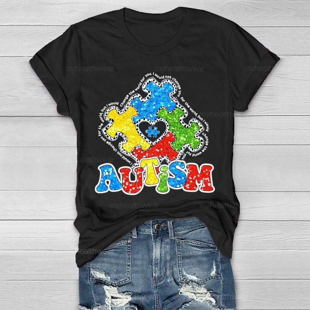 Autism Colorful Puzzle Heart Healthwear T-shirt