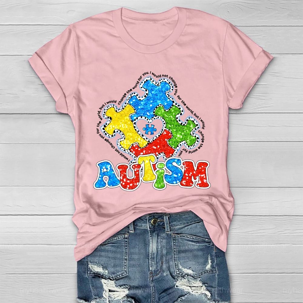 Autism Colorful Puzzle Heart Healthwear T-shirt