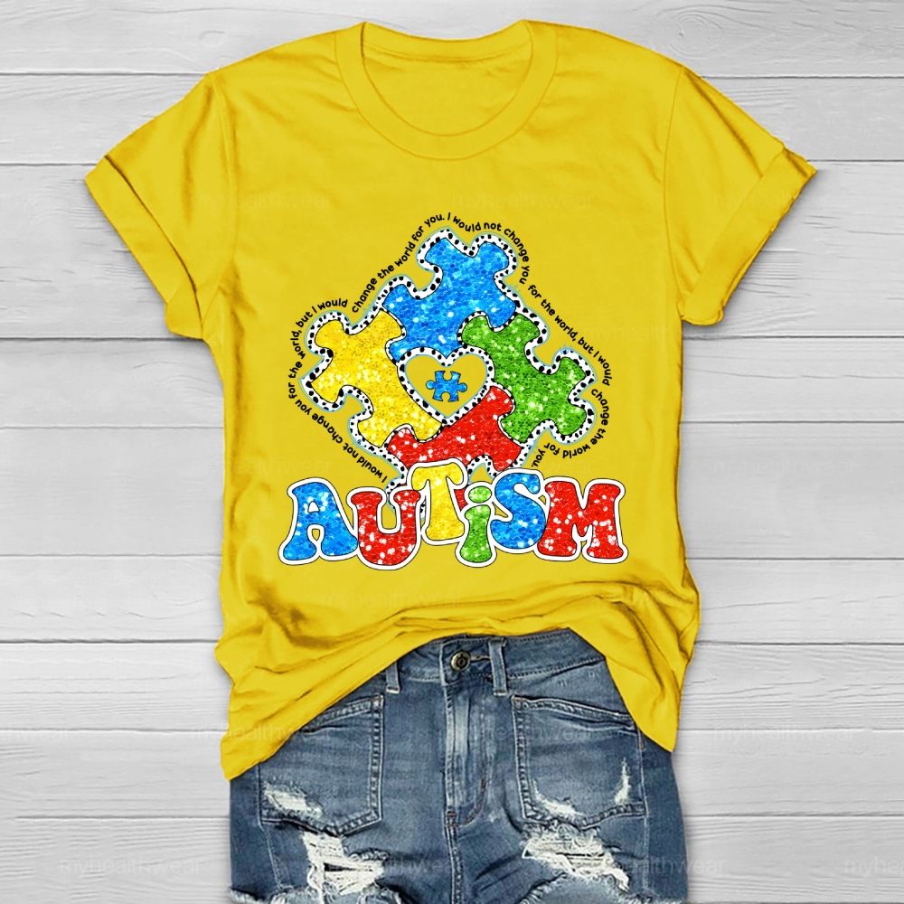 Autism Colorful Puzzle Heart Healthwear T-shirt