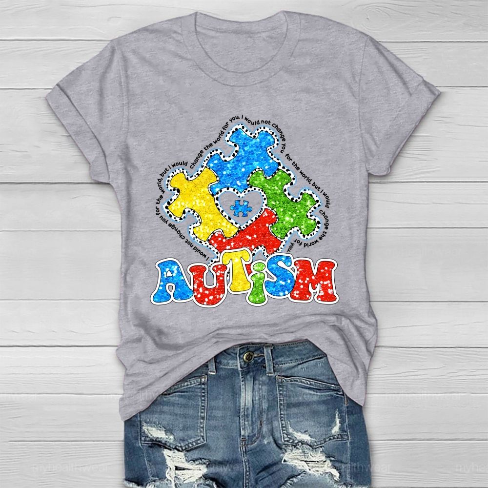 Autism Colorful Puzzle Heart Healthwear T-shirt