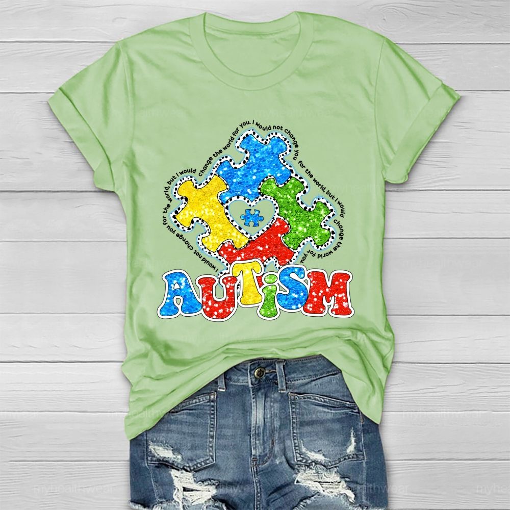 Autism Colorful Puzzle Heart Healthwear T-shirt