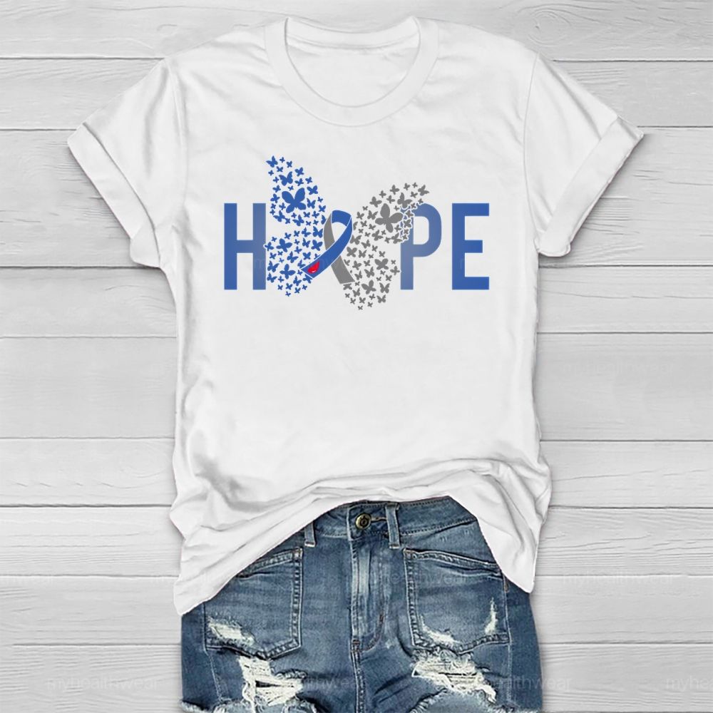 Hope Blue Ribbon Butterfly Healthwear T-shirt