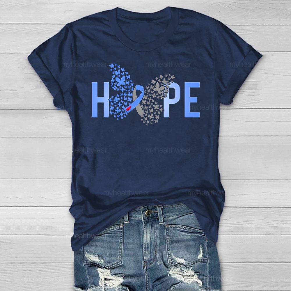 Hope Blue Ribbon Butterfly Healthwear T-shirt