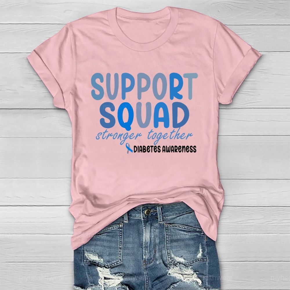 Support Squad Stronger Together Diabetes Awareness Healthwear T-shirt