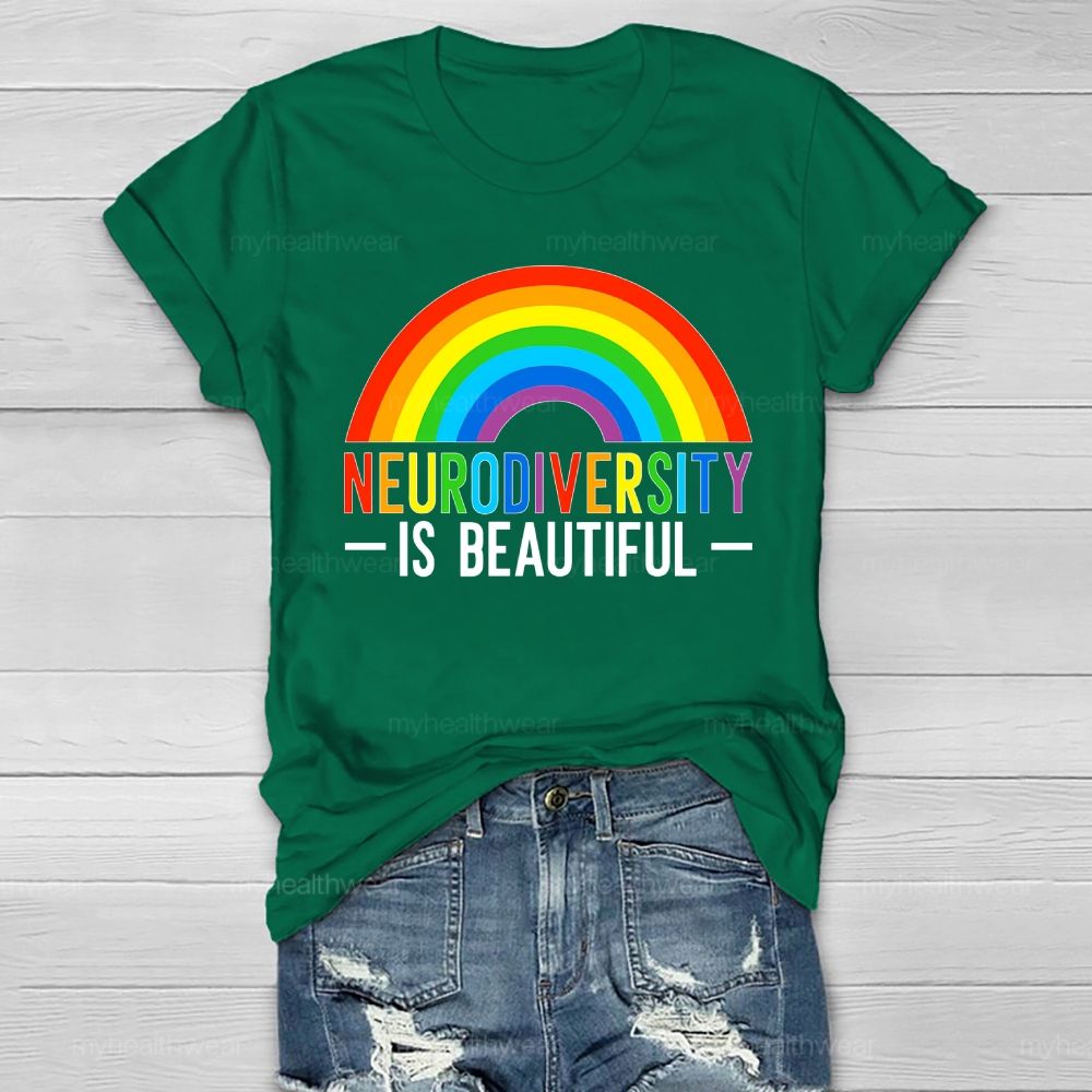 Neurodiversity Is Beautiful Rainbow Healthwear T-shirt