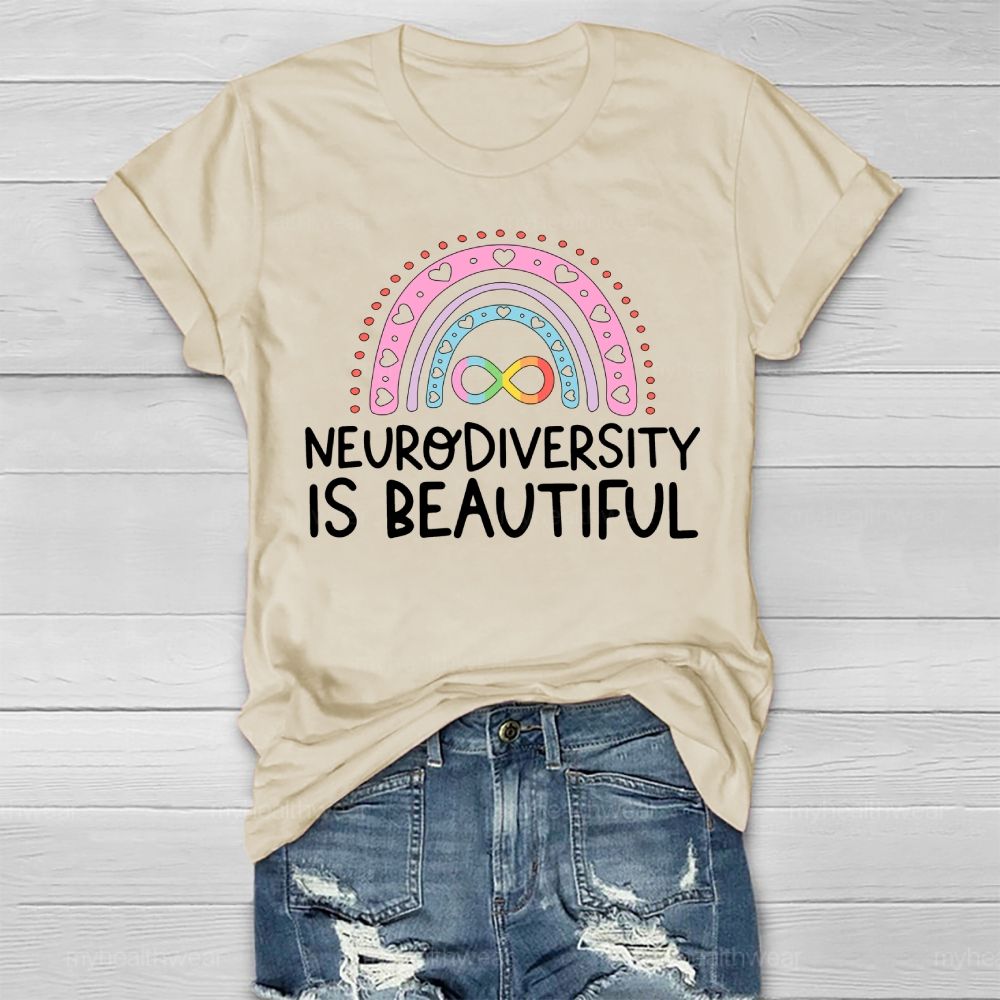 Neurodiversity Is Beautiful Rainbow Heart Healthwear T-shirt
