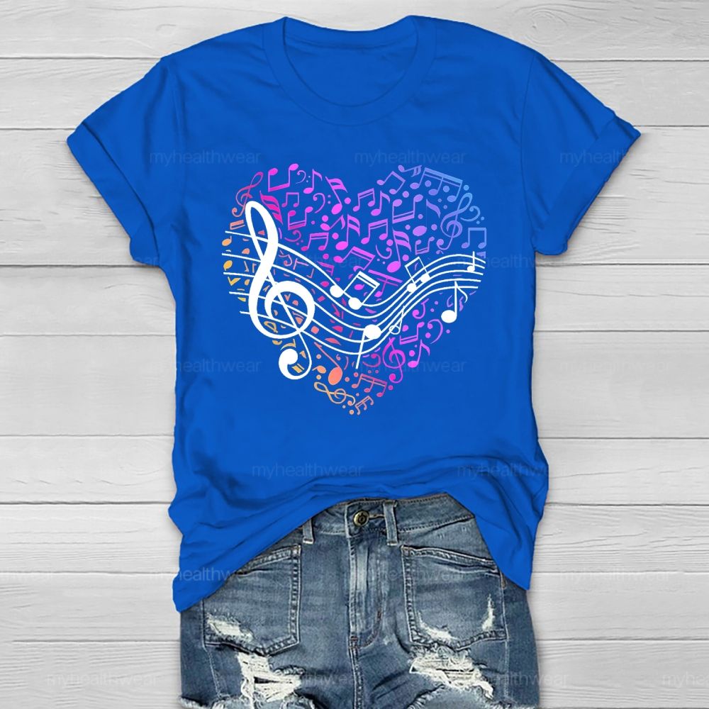 Colorful Musical Note Heart Healthwear T-shirt