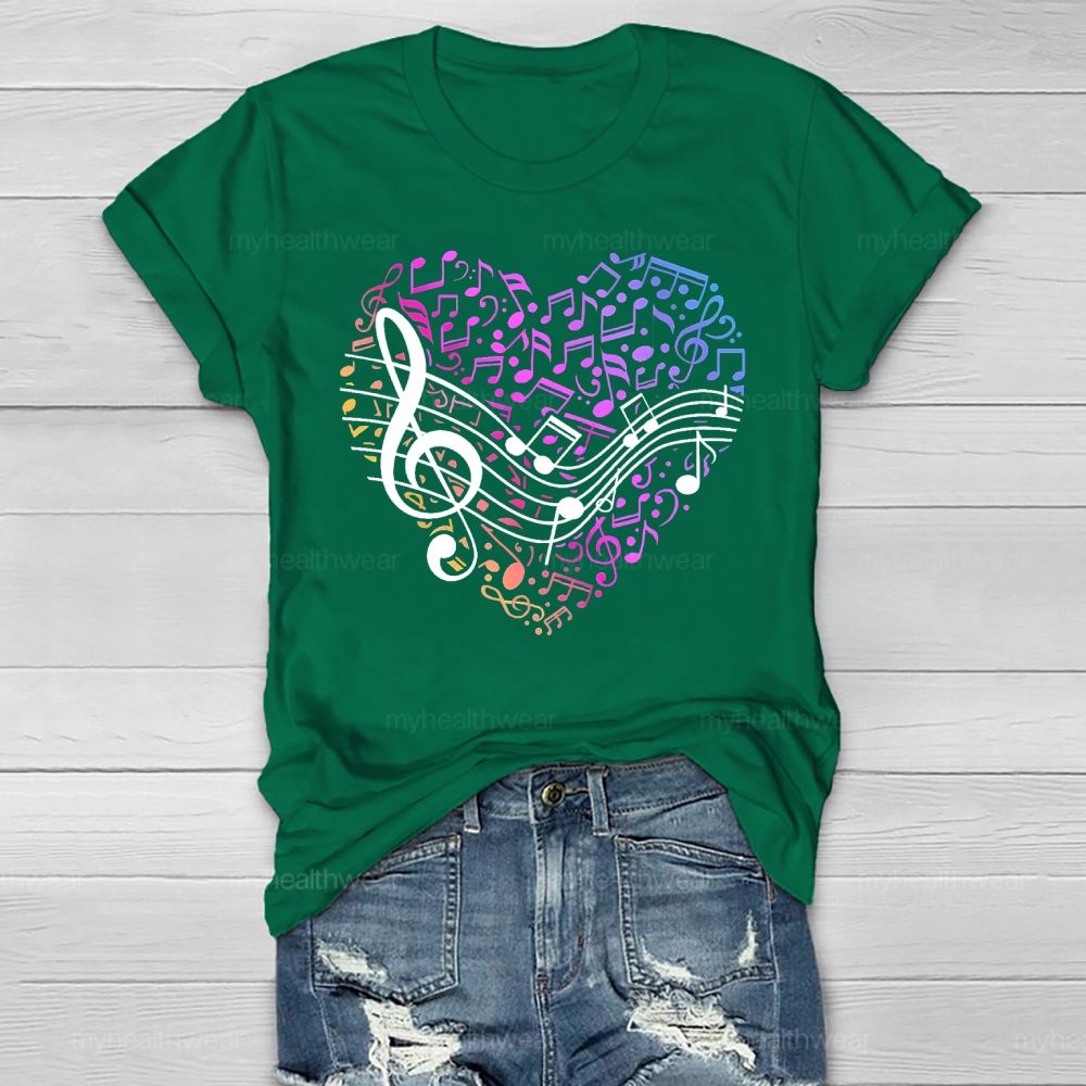 Colorful Musical Note Heart Healthwear T-shirt