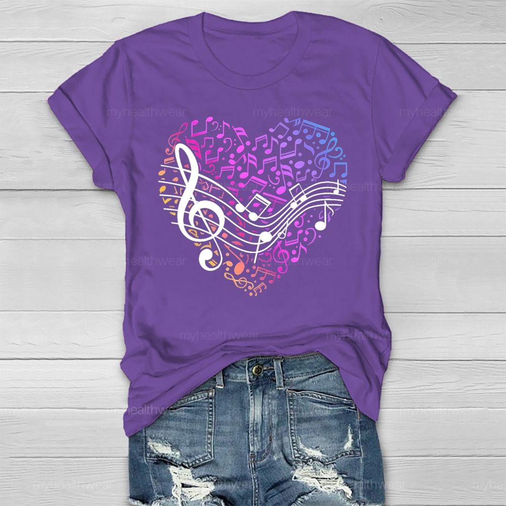 Colorful Musical Note Heart Healthwear T-shirt