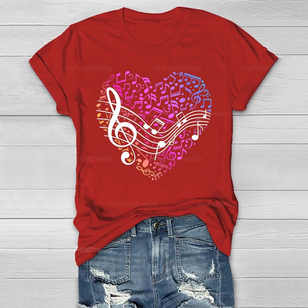Colorful Musical Note Heart Healthwear T-shirt