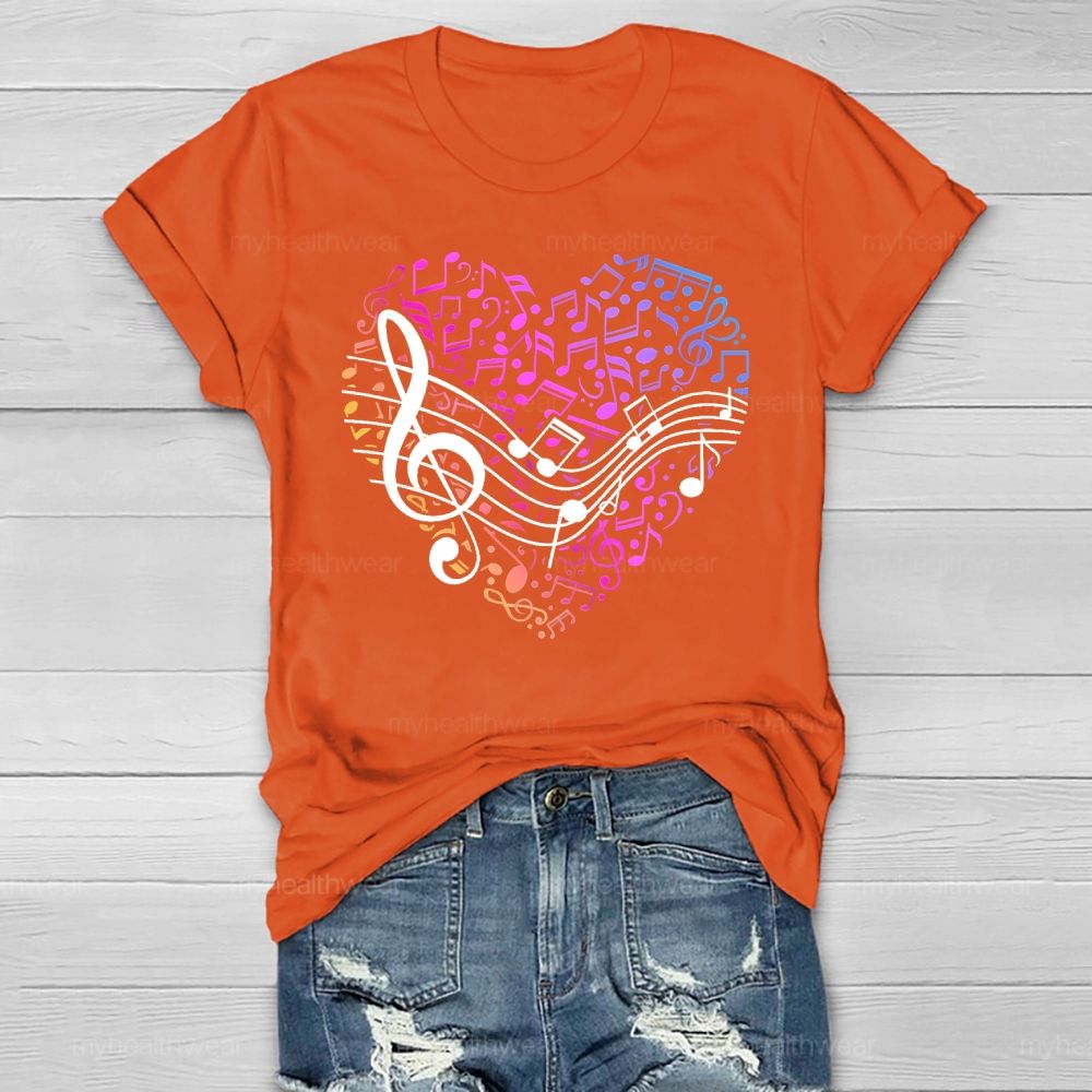 Colorful Musical Note Heart Healthwear T-shirt
