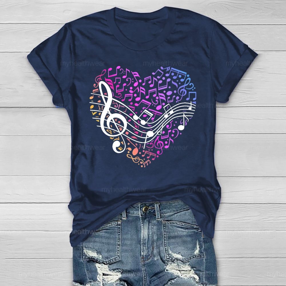 Colorful Musical Note Heart Healthwear T-shirt