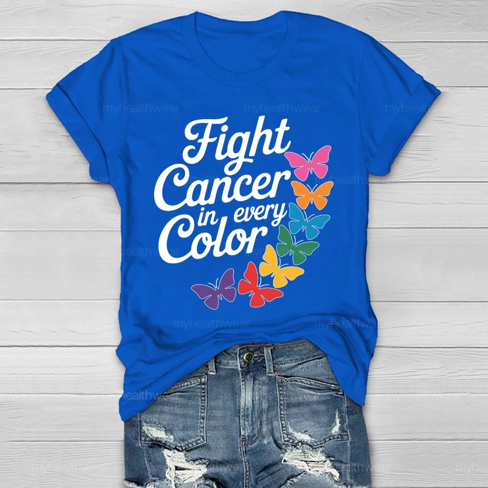 Fight Cancer In Every Color Colorful Butterfly Healthwear T-shirt