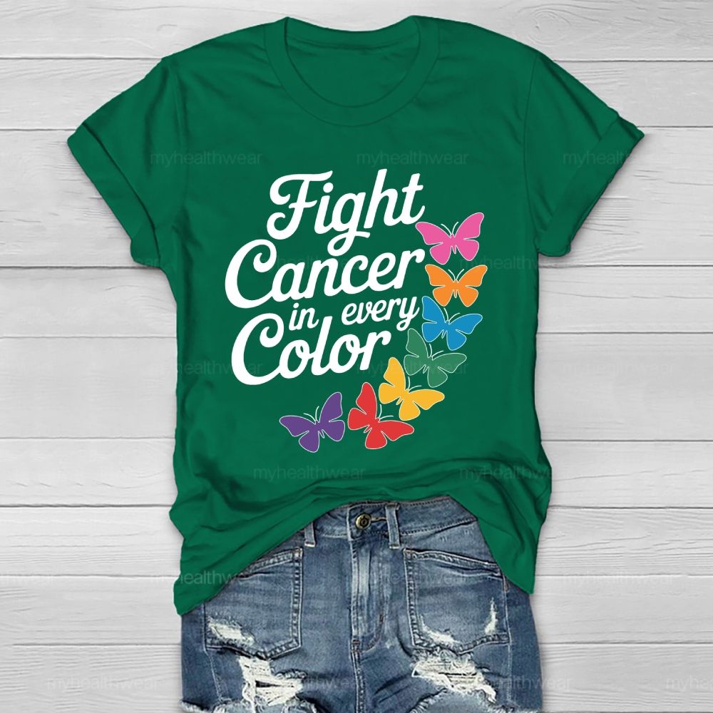 Fight Cancer In Every Color Colorful Butterfly Healthwear T-shirt