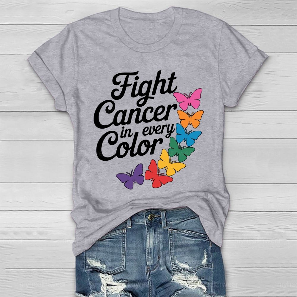 Fight Cancer In Every Color Colorful Butterfly Healthwear T-shirt