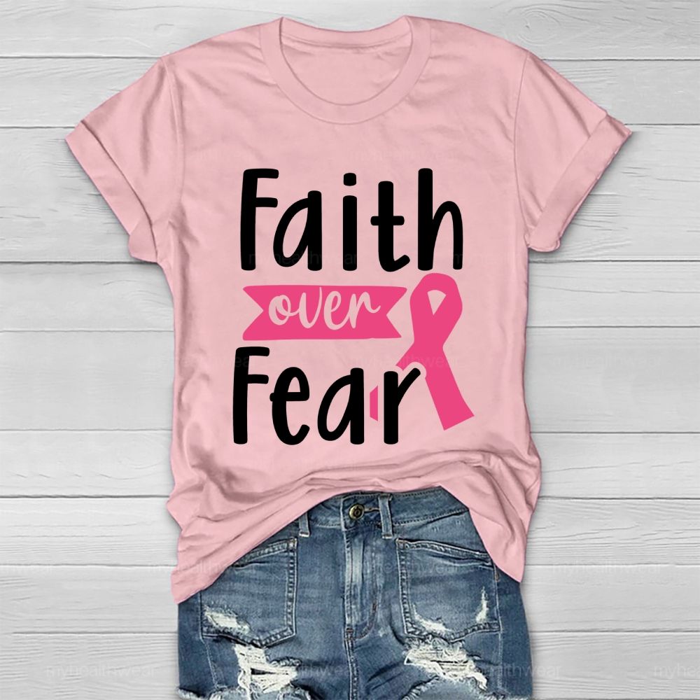 Faith Over Fear Pink Ribbon Healthwear T-shirt