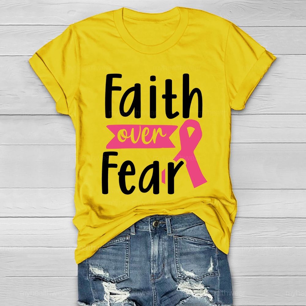 Faith Over Fear Pink Ribbon Healthwear T-shirt