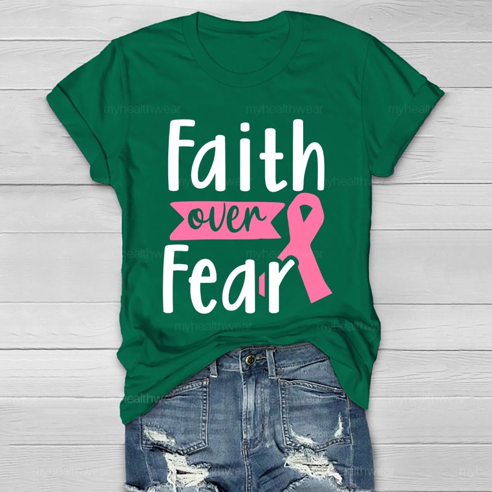 Faith Over Fear Pink Ribbon Healthwear T-shirt
