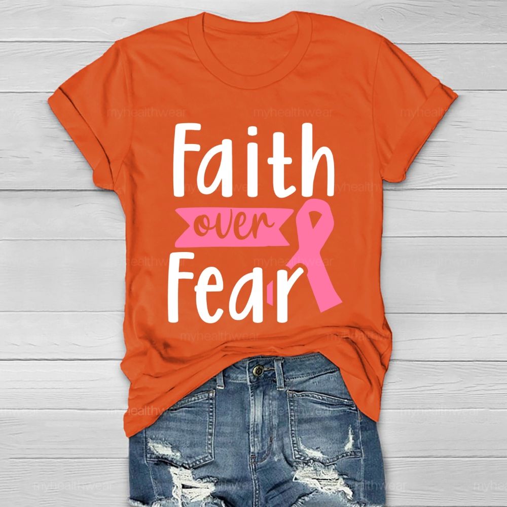 Faith Over Fear Pink Ribbon Healthwear T-shirt
