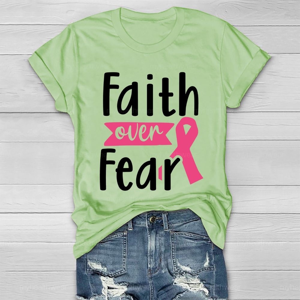 Faith Over Fear Pink Ribbon Healthwear T-shirt
