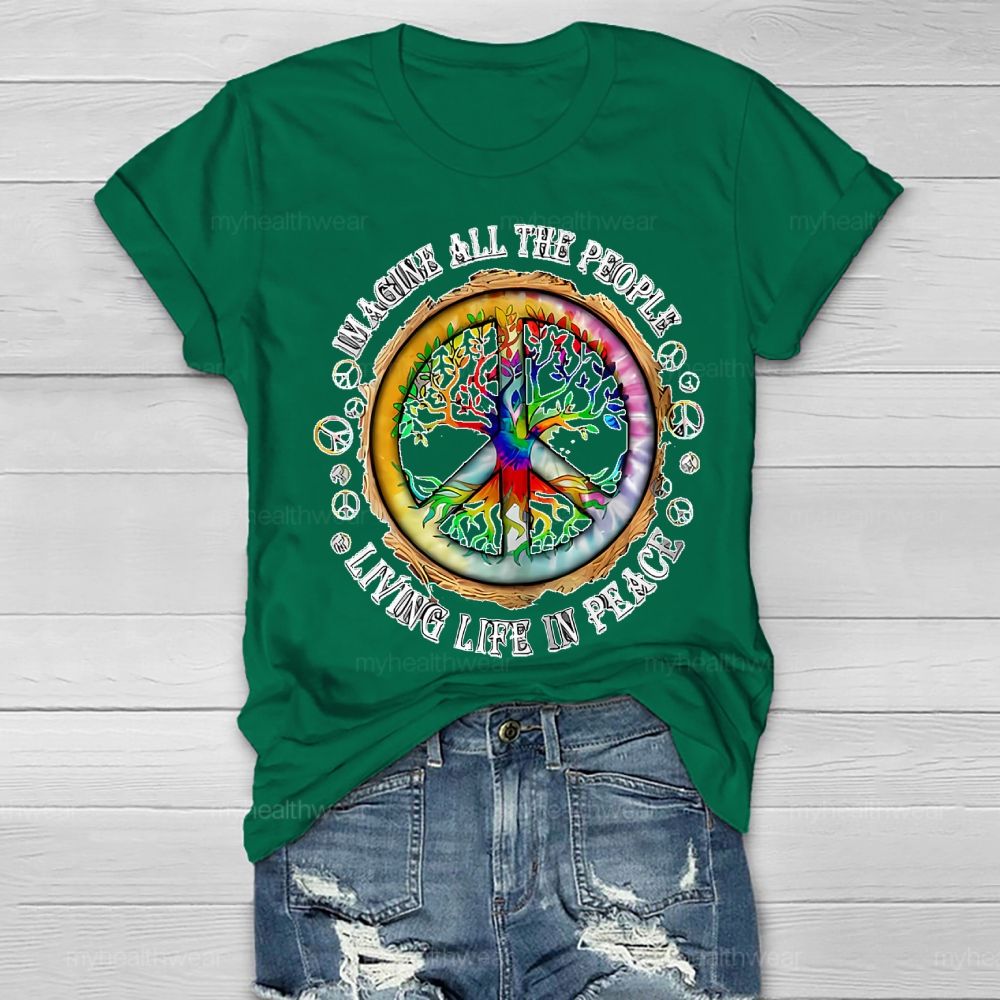 Imagine All The People Living Life In Peace Healthwear T-shirt