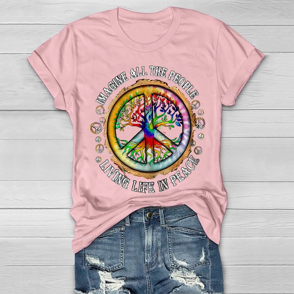 Imagine All The People Living Life In Peace Healthwear T-shirt