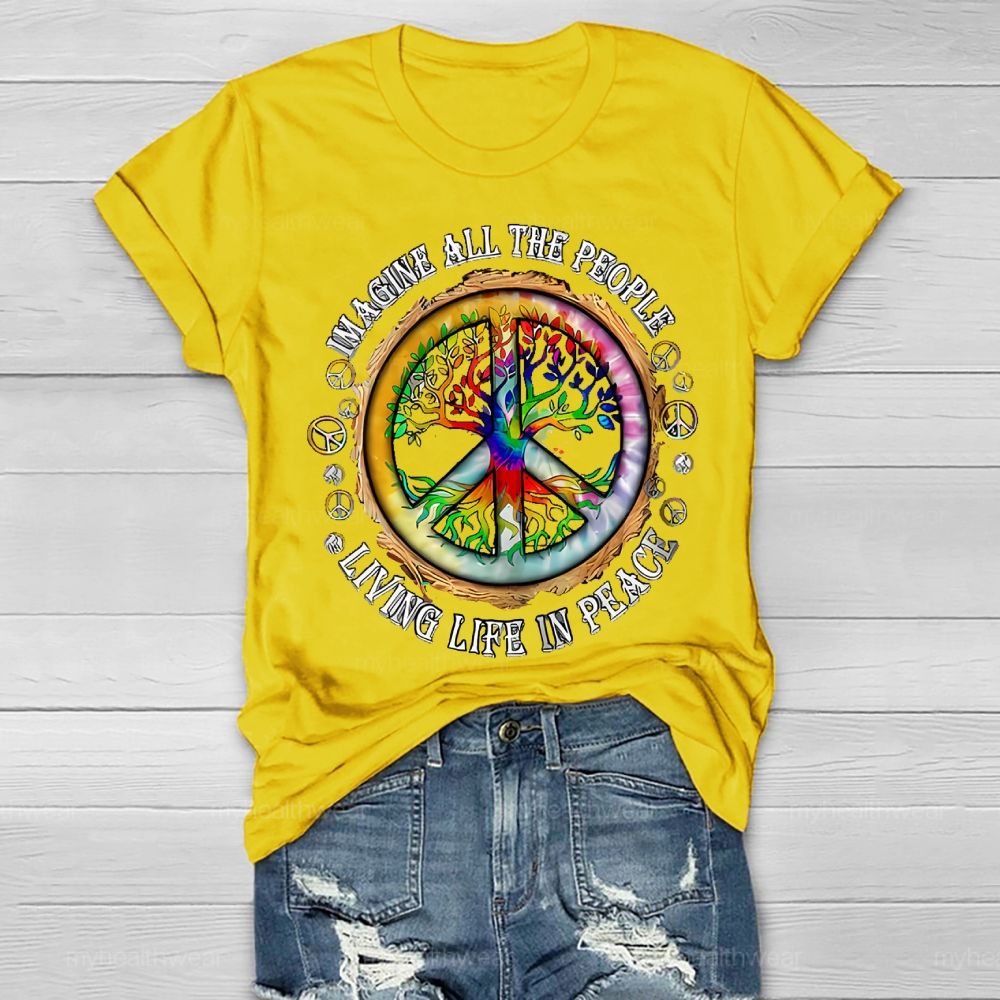 Imagine All The People Living Life In Peace Healthwear T-shirt
