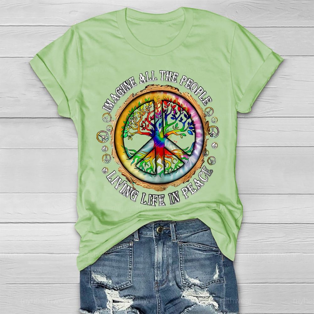 Imagine All The People Living Life In Peace Healthwear T-shirt