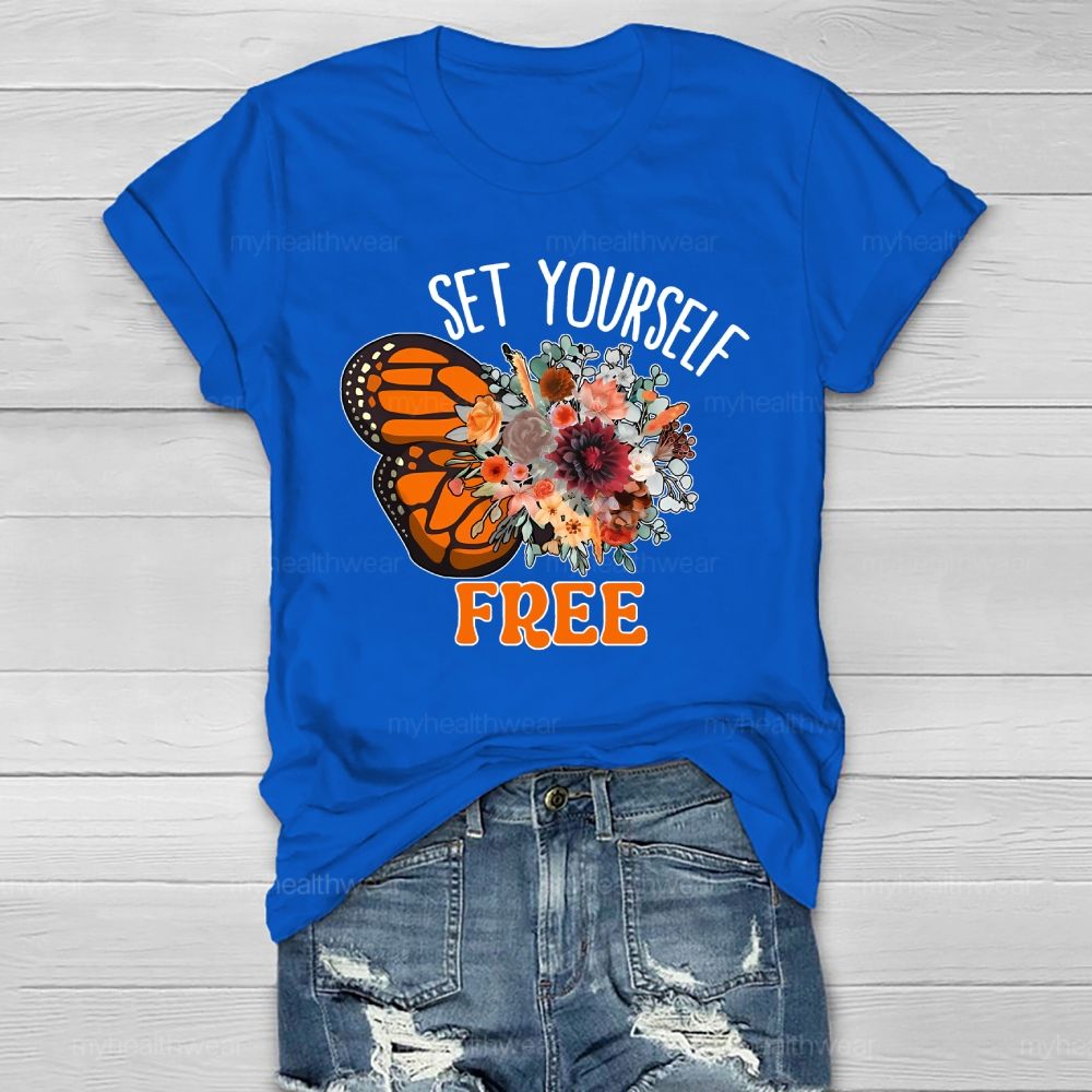 Set Yourself Free Butterfly Graphic Healthwear T-shirt