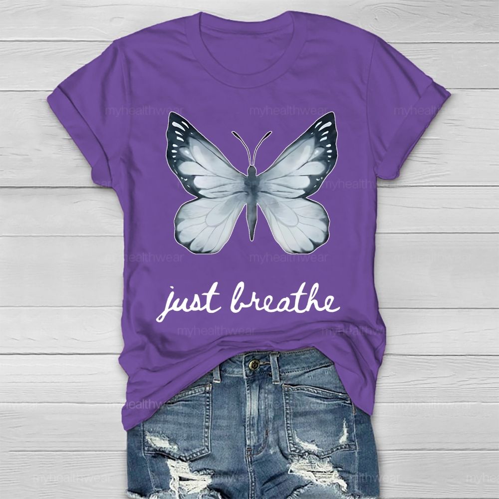 Just Breathe Ink Wash Butterfly Healthwear T-shirt
