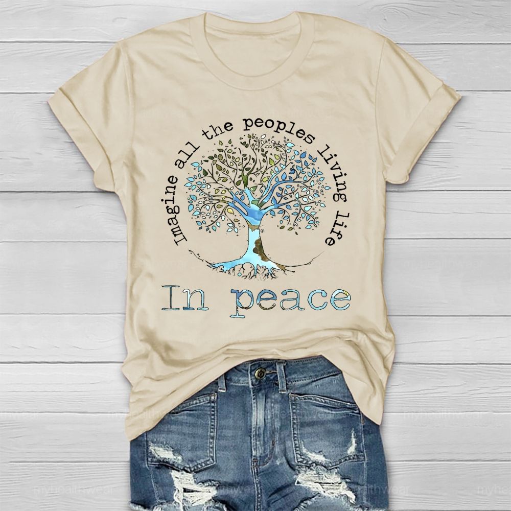 Imagine All The People Living Life In Peace Graphic Healthwear T-shirt