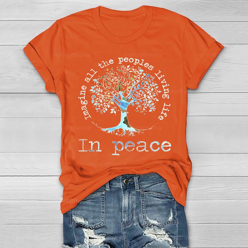 Imagine All The People Living Life In Peace Graphic Healthwear T-shirt