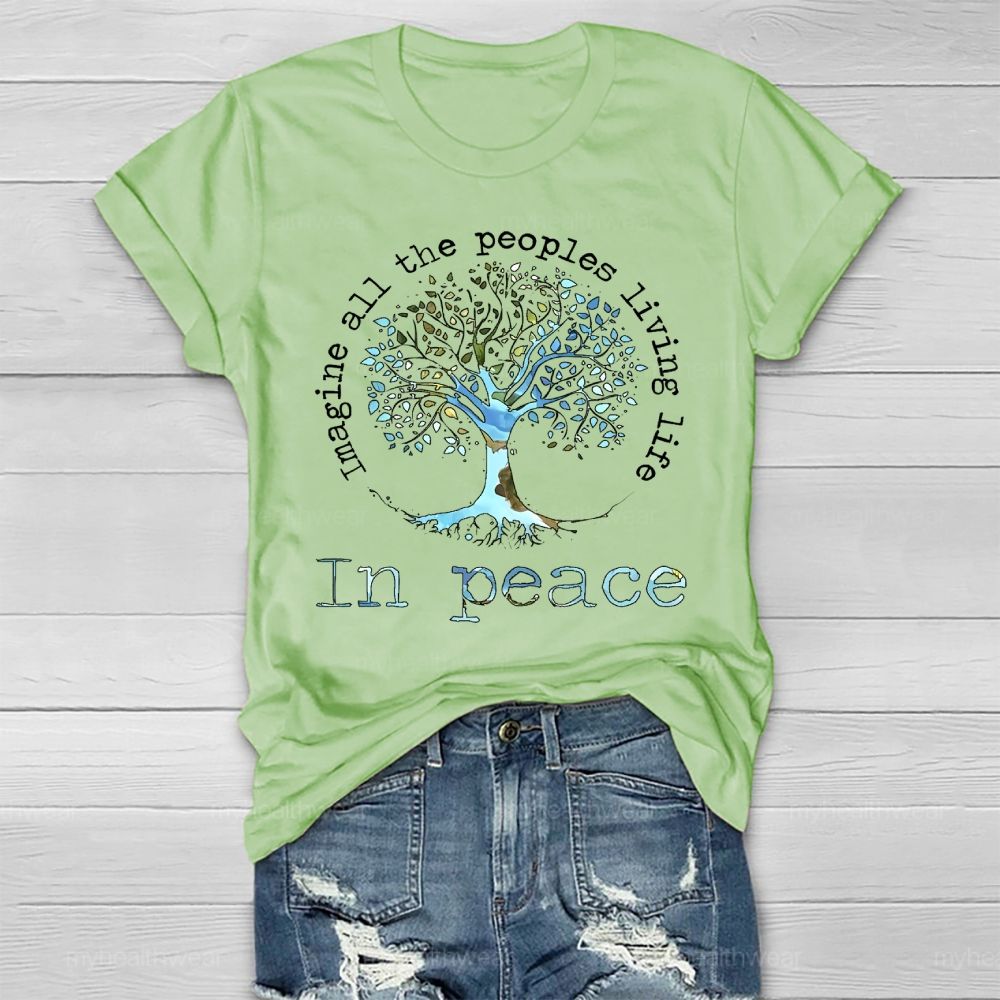 Imagine All The People Living Life In Peace Graphic Healthwear T-shirt