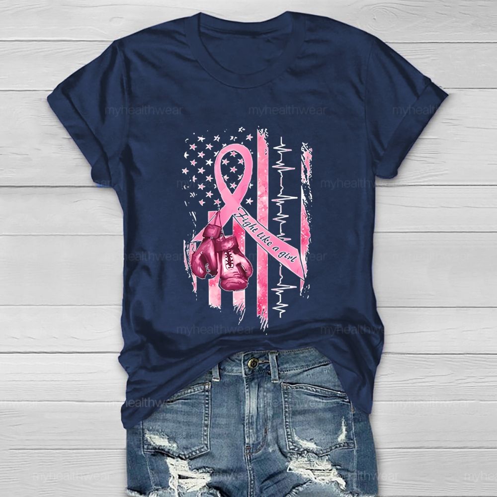 Fight Like A Girl Flag Healthwear T-shirt