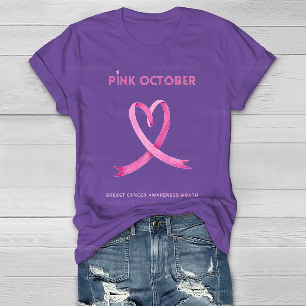 Pink October Breast Cancer Awareness Month Healthwear T-shirt
