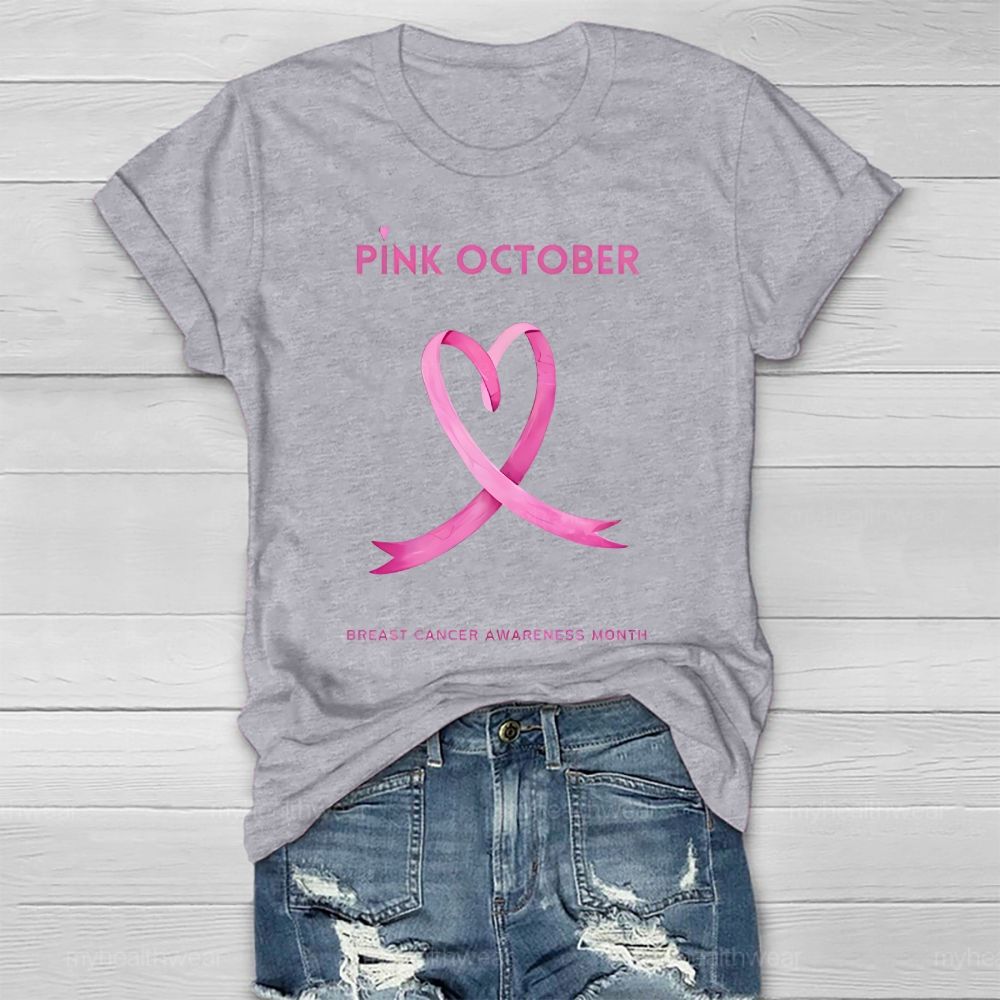 Pink October Breast Cancer Awareness Month Healthwear T-shirt