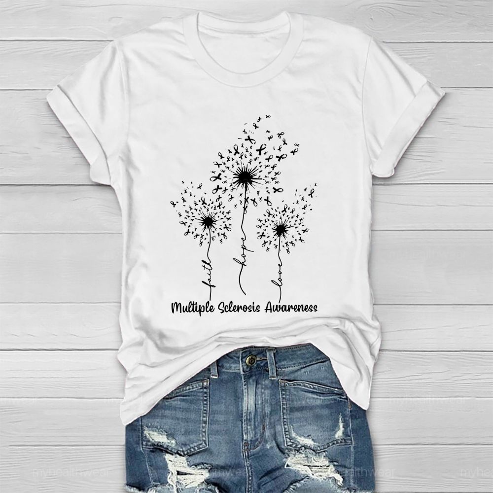 Multiple Sclerosis Awareness Dandelion Ribbon Healthwear T-shirt