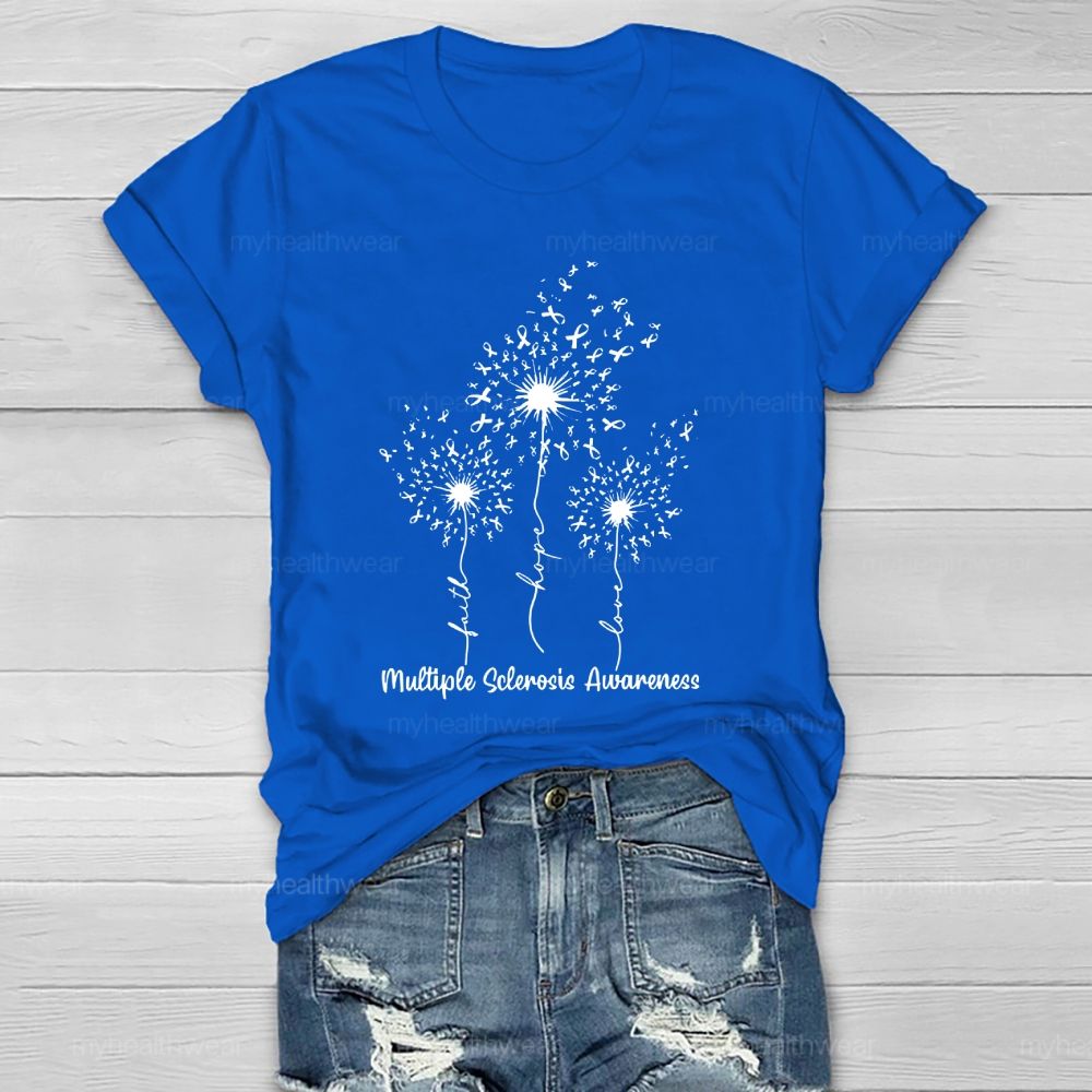 Multiple Sclerosis Awareness Dandelion Ribbon Healthwear T-shirt