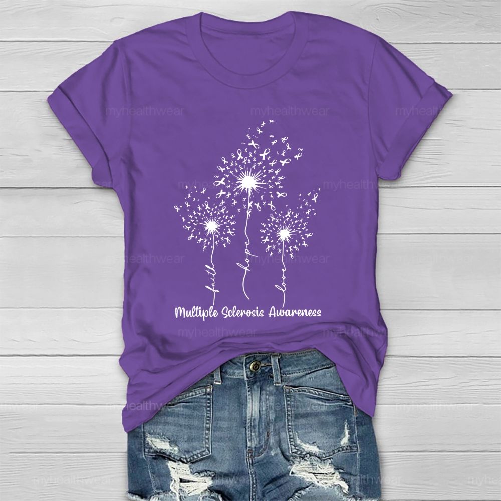 Multiple Sclerosis Awareness Dandelion Ribbon Healthwear T-shirt