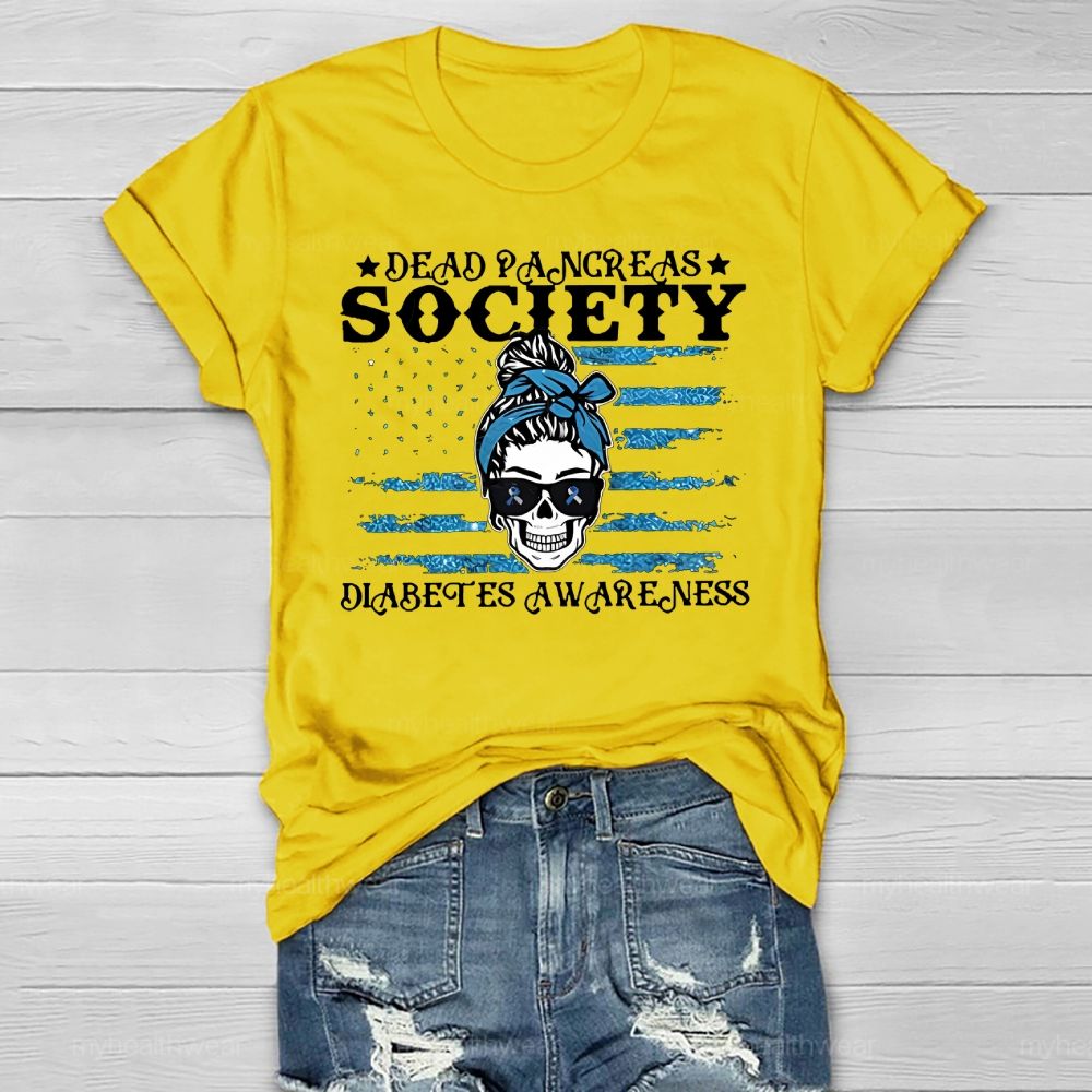 Dead Pancreas Society Diabetes Awareness Sugar Skull Healthwear T-shirt