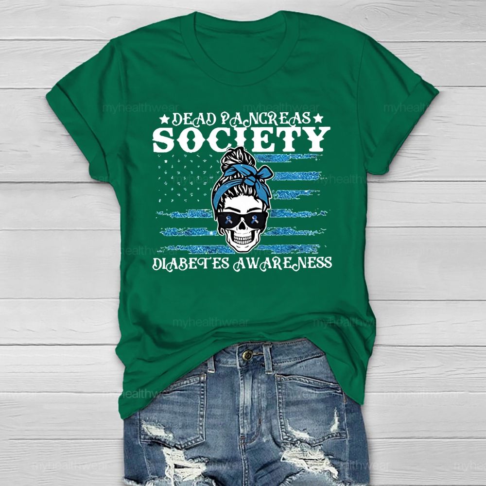 Dead Pancreas Society Diabetes Awareness Sugar Skull Healthwear T-shirt