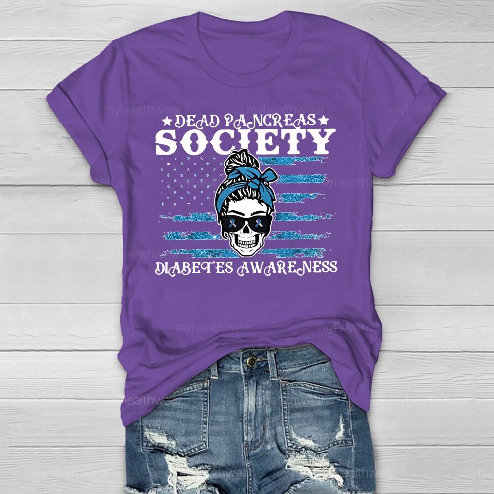 Dead Pancreas Society Diabetes Awareness Sugar Skull Healthwear T-shirt