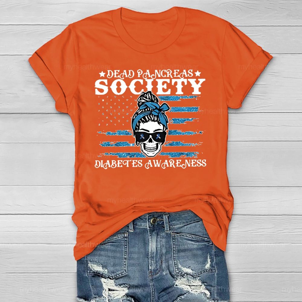 Dead Pancreas Society Diabetes Awareness Sugar Skull Healthwear T-shirt