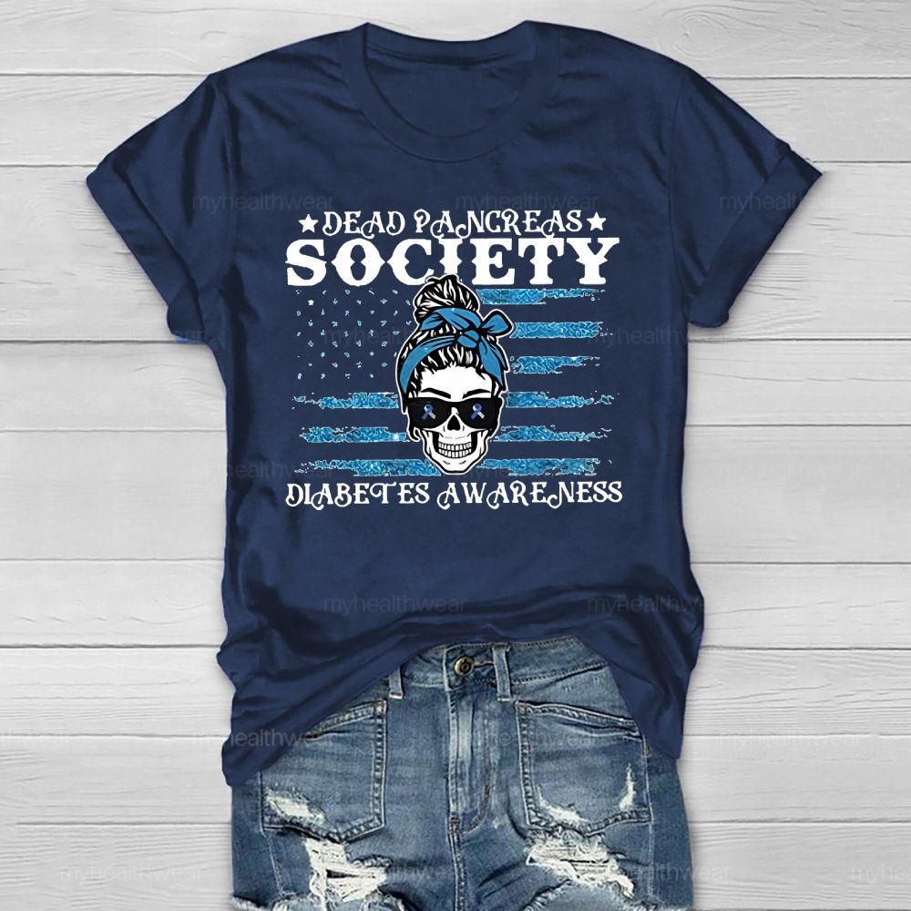Dead Pancreas Society Diabetes Awareness Sugar Skull Healthwear T-shirt