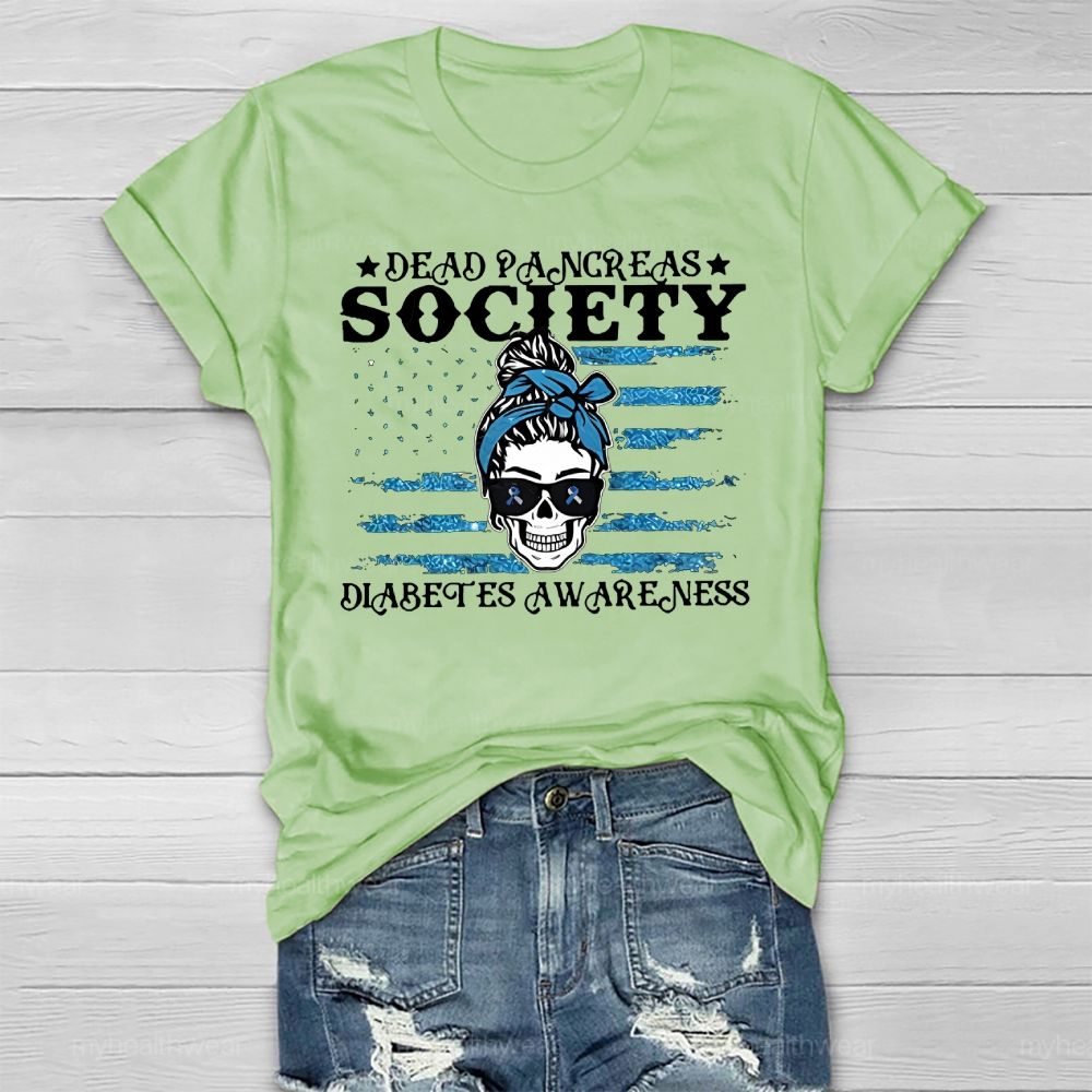 Dead Pancreas Society Diabetes Awareness Sugar Skull Healthwear T-shirt
