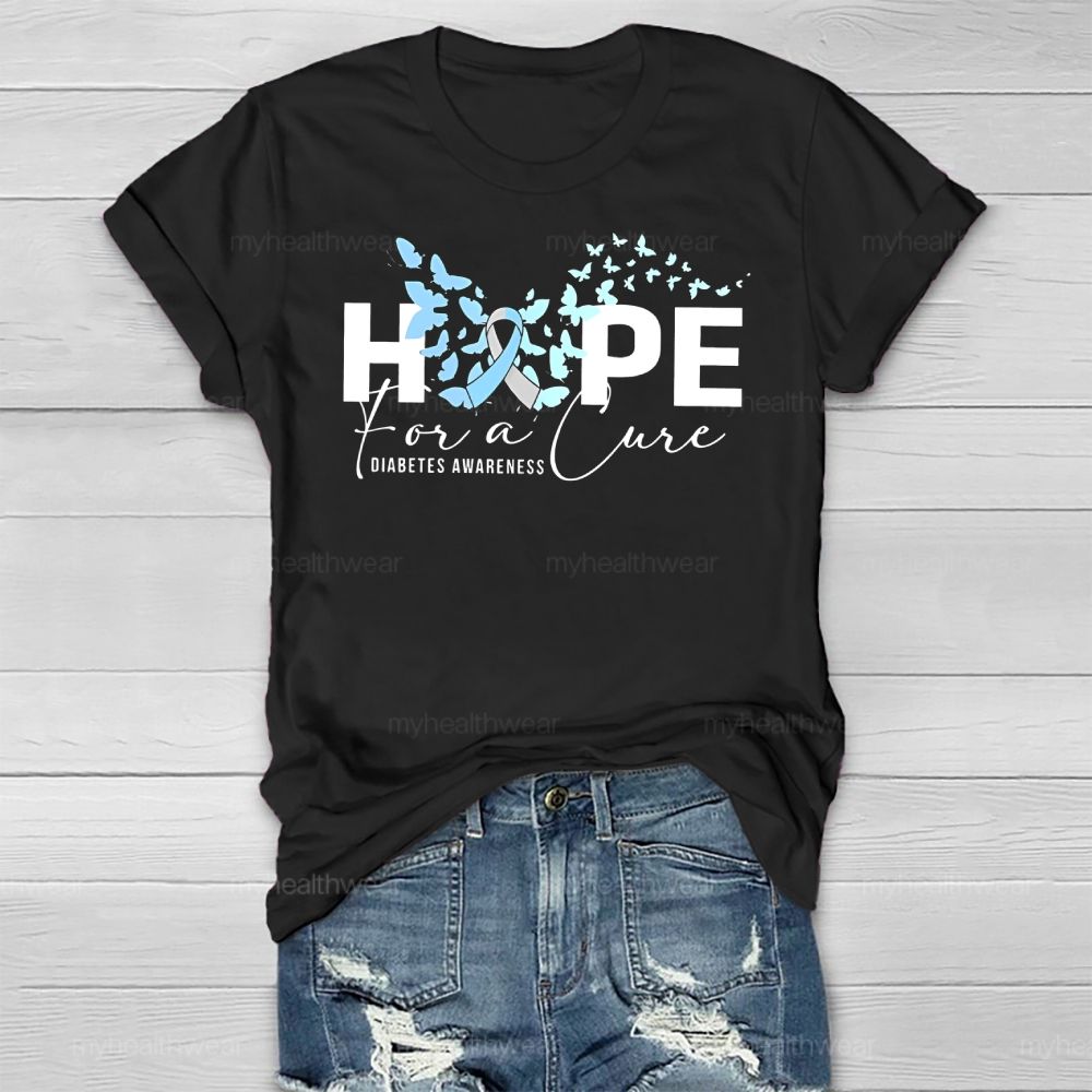 Hope For A Cure Butterfly Diabetes Healthwear T-shirt