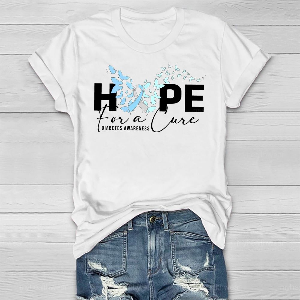 Hope For A Cure Butterfly Diabetes Healthwear T-shirt