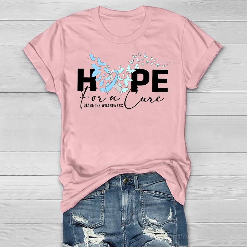 Hope For A Cure Butterfly Diabetes Healthwear T-shirt